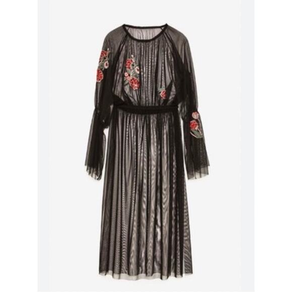 ZARA Sequin Black Tulle Overlay Dress Party Club Festival Rave Boho WhimsyGoth - Picture 4 of 12